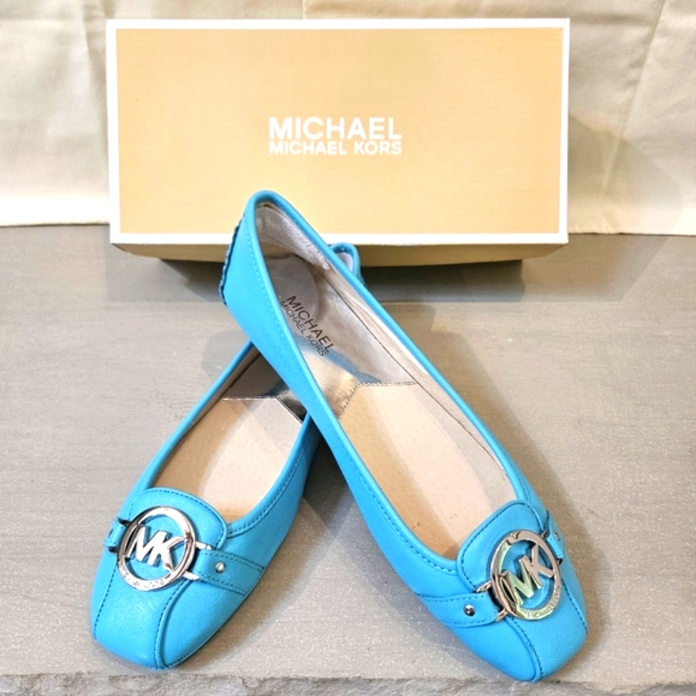 Michael Kors Fulton Aquamarine Moccasin Flats